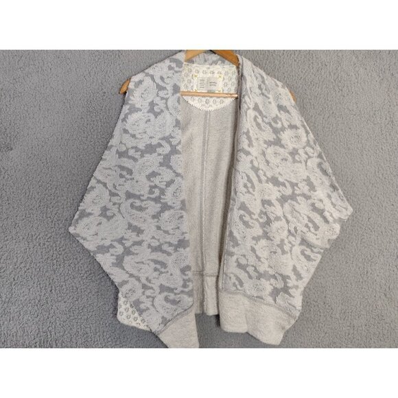 Anthropologie Saturday Sunday Gray Sleeveless Embroidered Draped Cardigan Sz XS - Picture 1 of 9